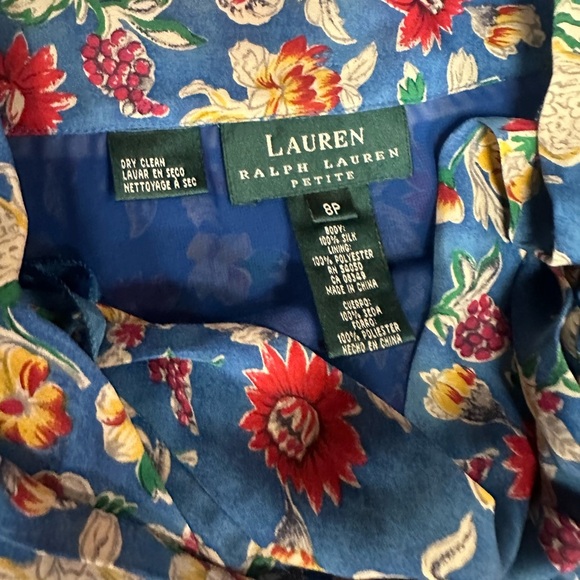 Ralph Lauren Asymmetrical skirt with Red and Yellow Floral on Blue - Picture 4 of 5